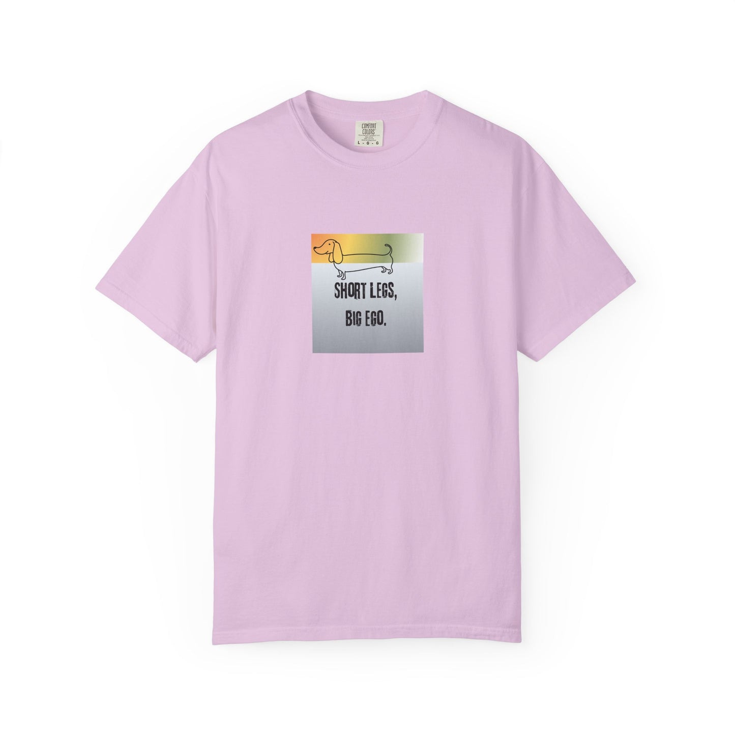 Pink   t-shirt with a short legs and big ego