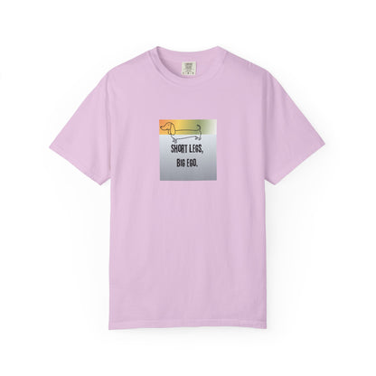 Pink   t-shirt with a short legs and big ego