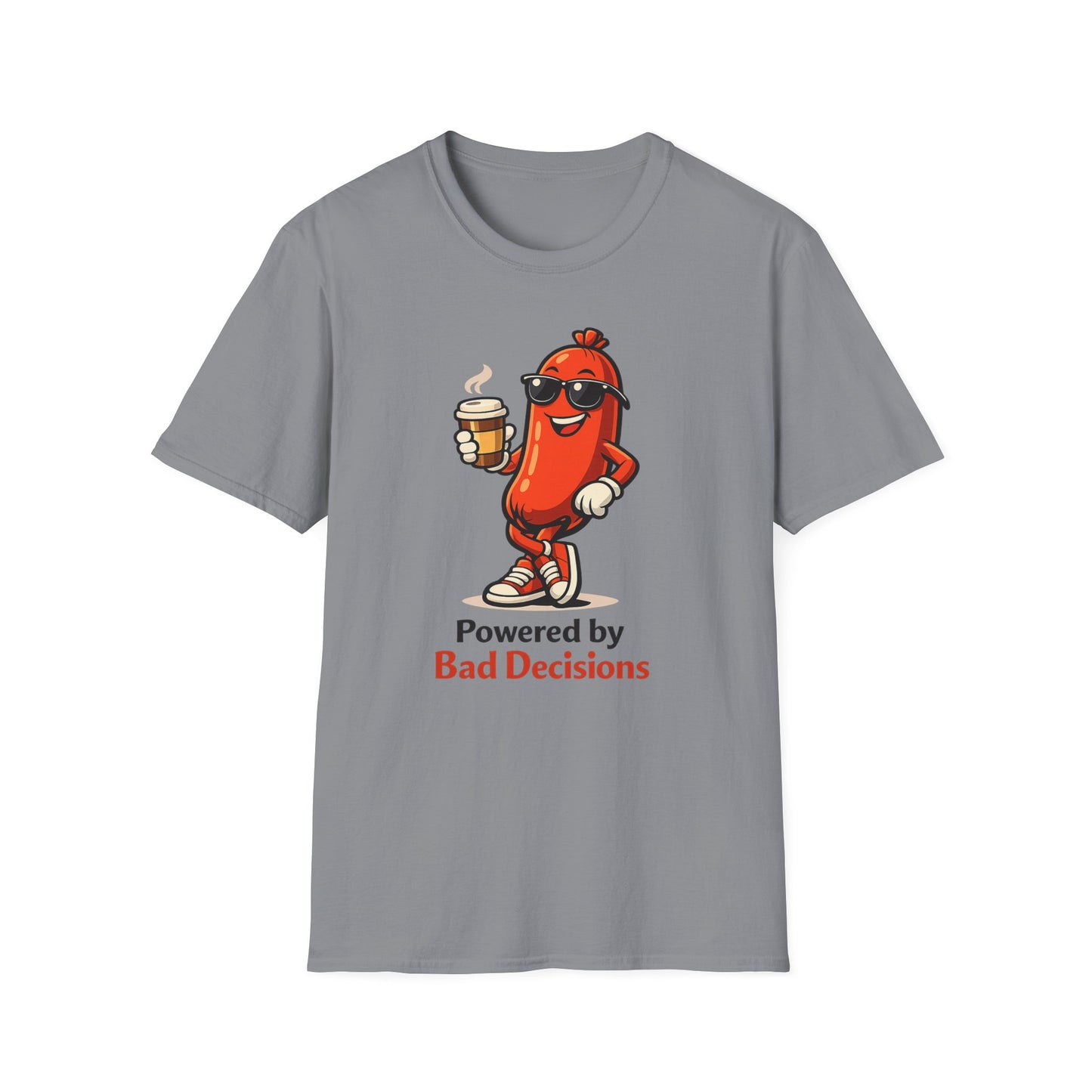 Powered by Bad Decisions Funny Asphalt T-Shirt
