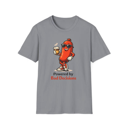 Powered by Bad Decisions Funny Asphalt T-Shirt