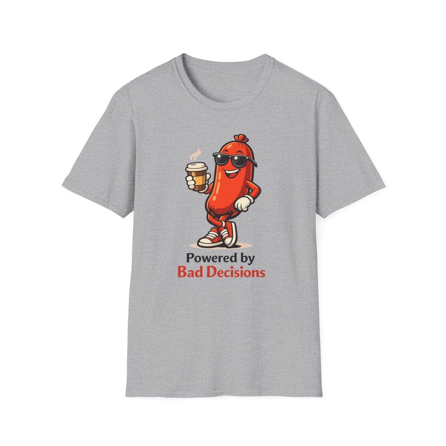 Powered by Bad Decisions Funny Sport Grey T-Shirt