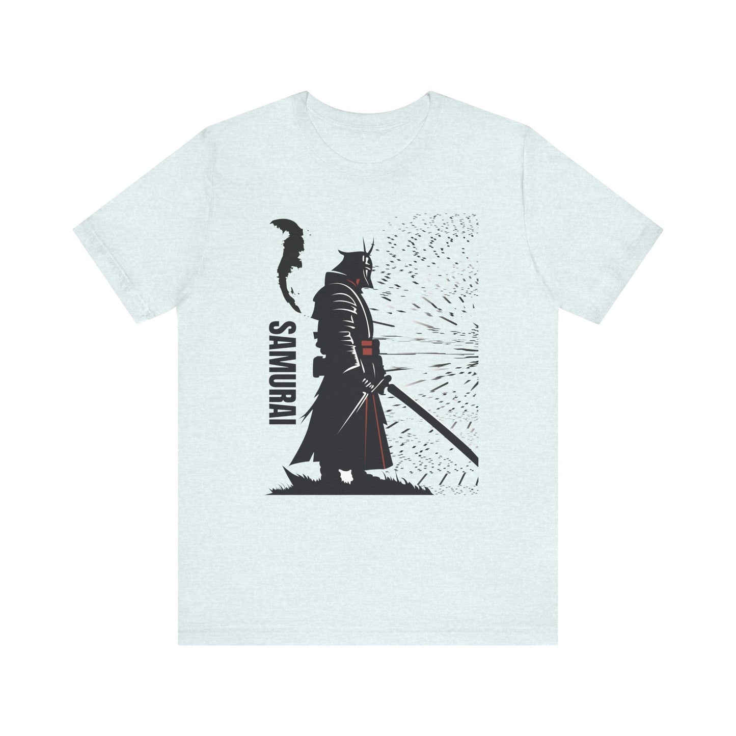 Samurai Graphic Tee - Katana Warrior Silhouette T-Shirt silver