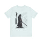 Samurai Graphic Tee - Katana Warrior Silhouette T-Shirt silver