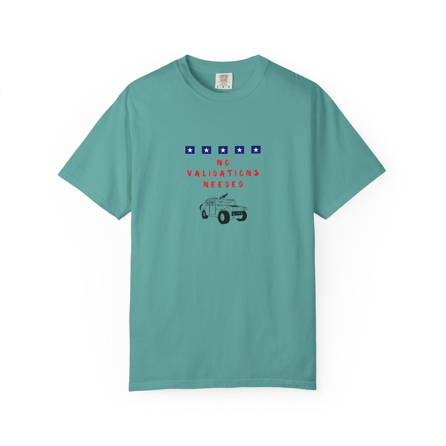 Teal  t-shirt with graphic design No validations Needed