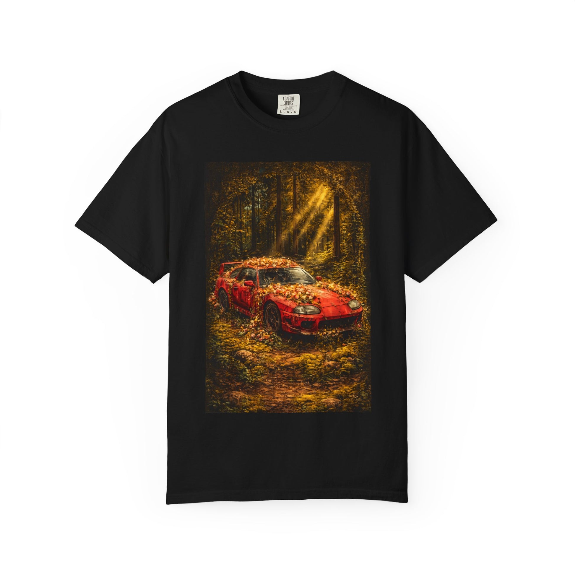 Vintage Red Sports Car in Forest Black T‑Shirt