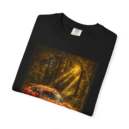 Vintage Red Sports Car in Forest Black T‑Shirts