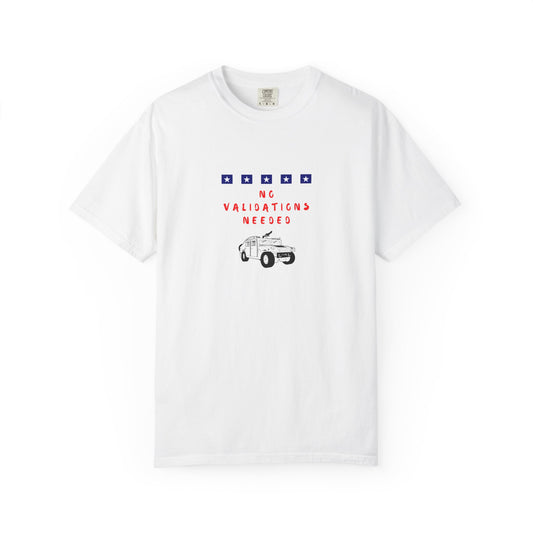 White t-shirt with graphic design No validations Needed