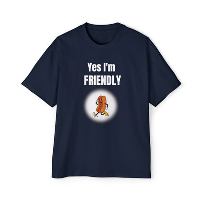 Yes I’m Friendly Hot Dog T-Shirt Navy blue