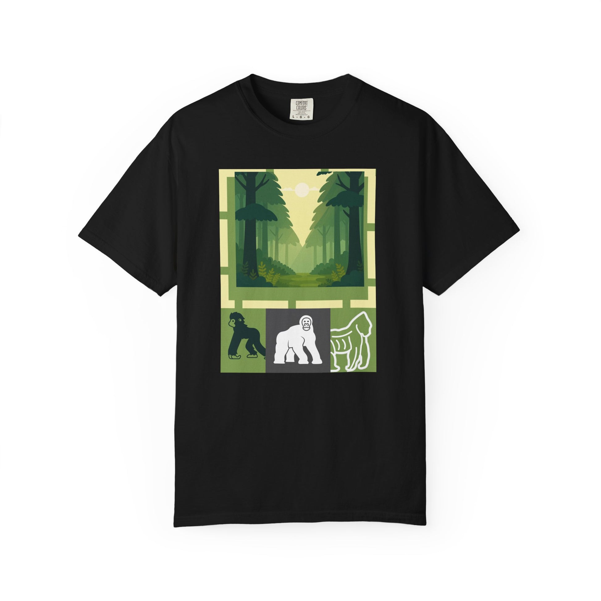 black  Sasquatch Forest Graphic T-Shirt Bigfoot Nature Adventure Tee
