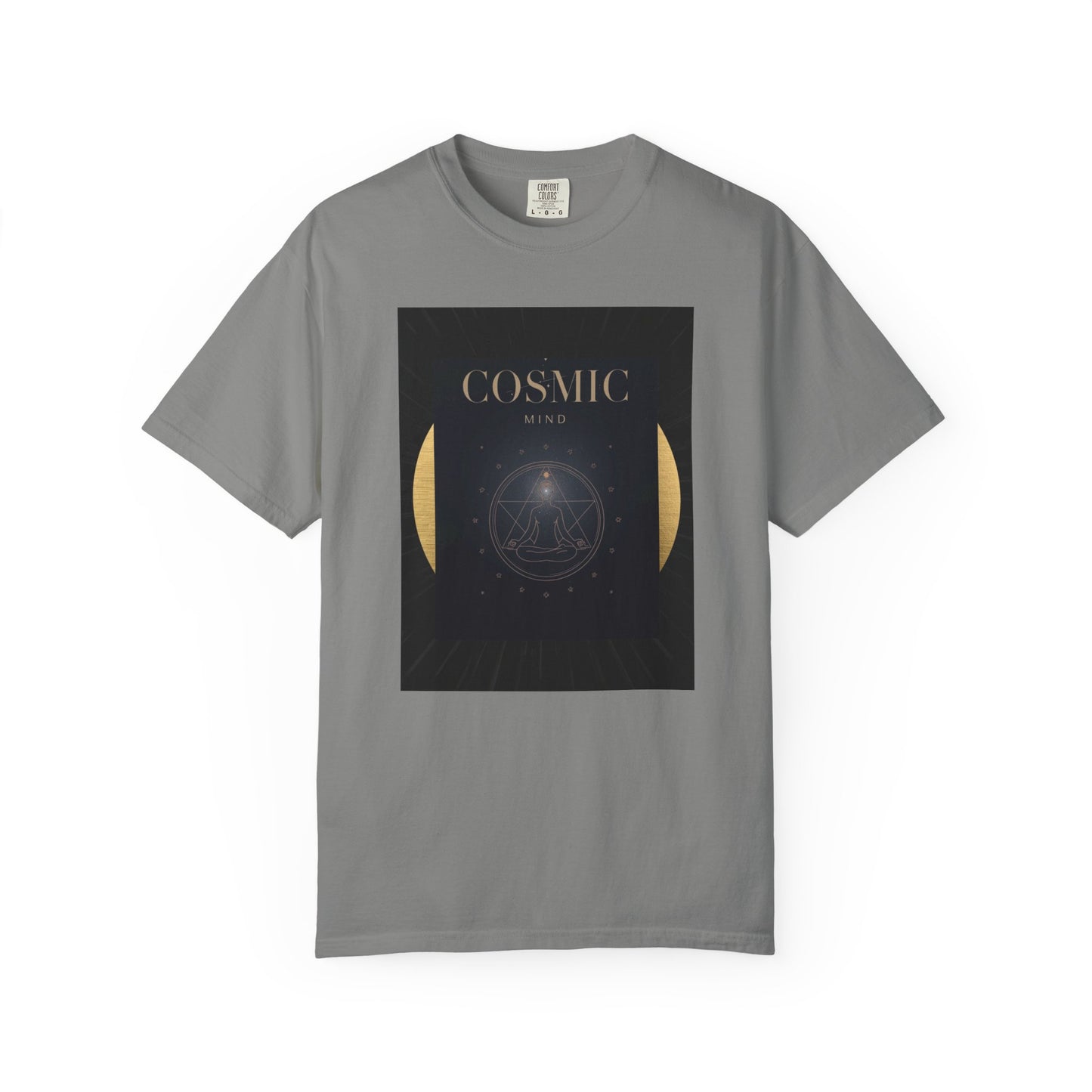 graphite  Cosmic Moon Phase T-Shirt — "COSMIC" Gold Celestial Graphic Tee
