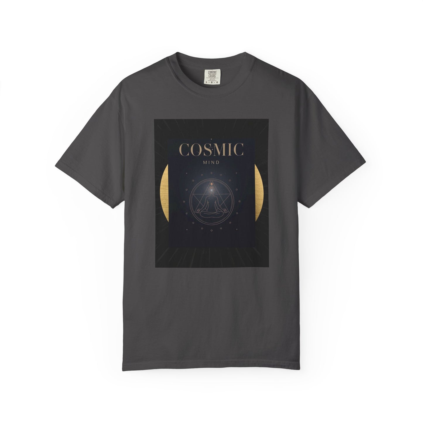 grey Navy   Cosmic Moon Phase T-Shirt — "COSMIC" Gold Celestial Graphic Tee