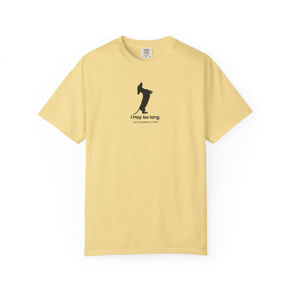 lemon  t-shirt with black I may be long, but my patience is short 