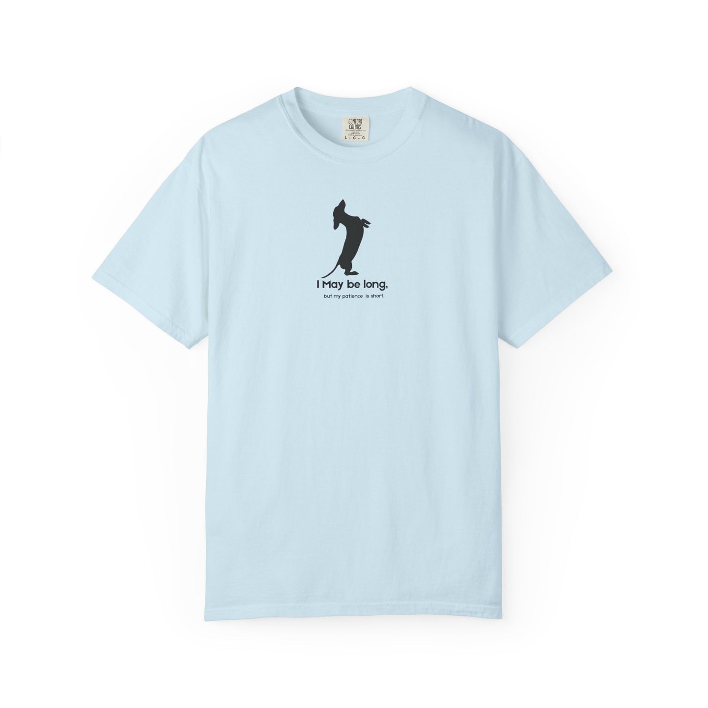  light blue _t-shirt_with_black_I_may_be_long_but_my_patience_is_short