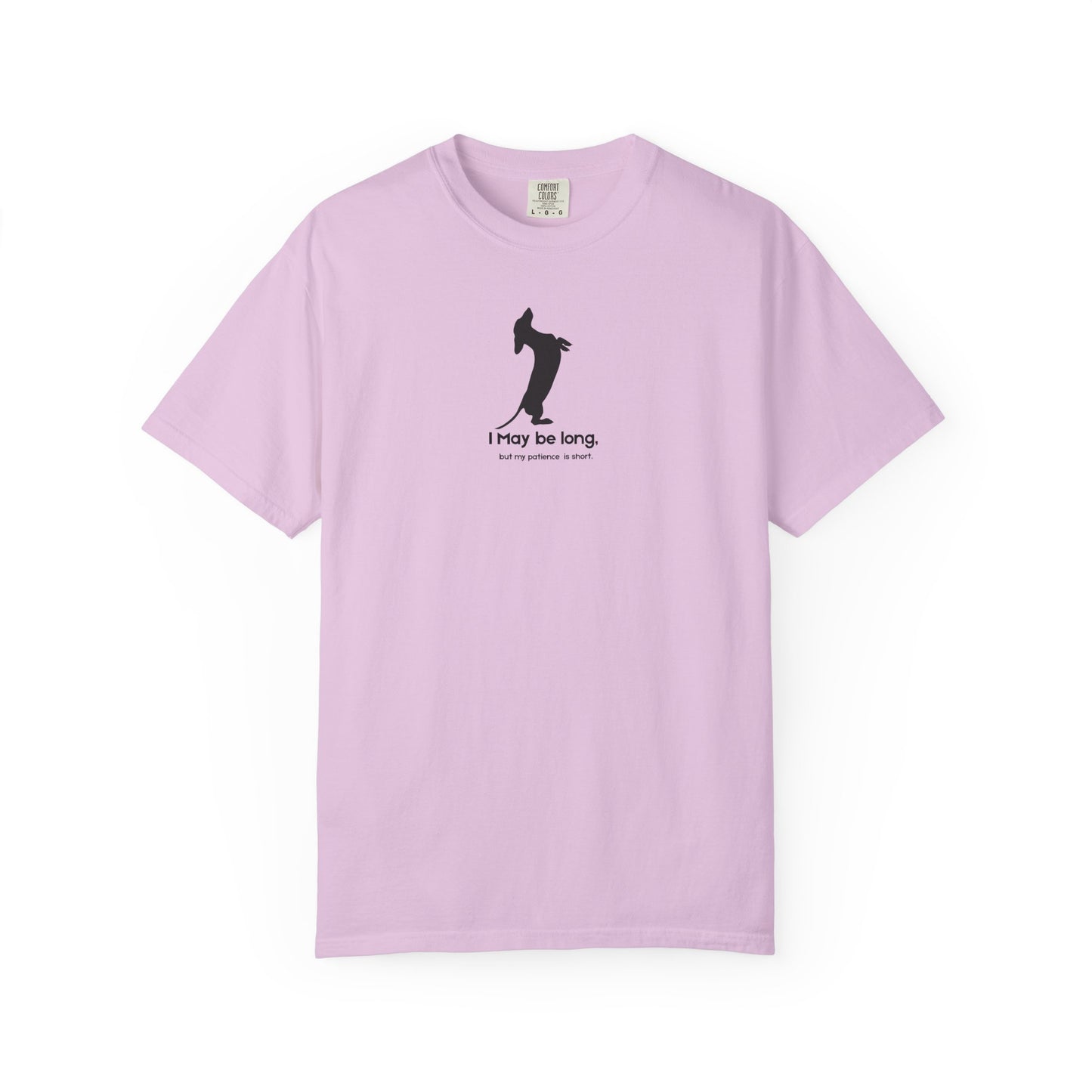 light pink  _t-shirt_with_black_I_may_be_long_but_my_patience_is_short
