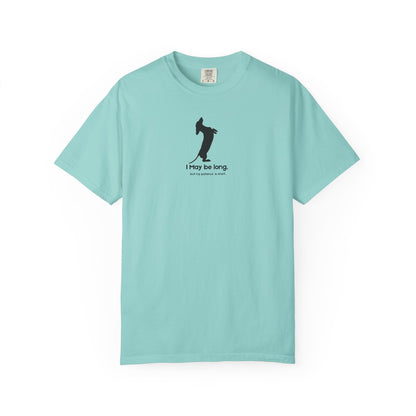 sea blue _t-shirt_with_black_I_may_be_long_but_my_patience_is_short