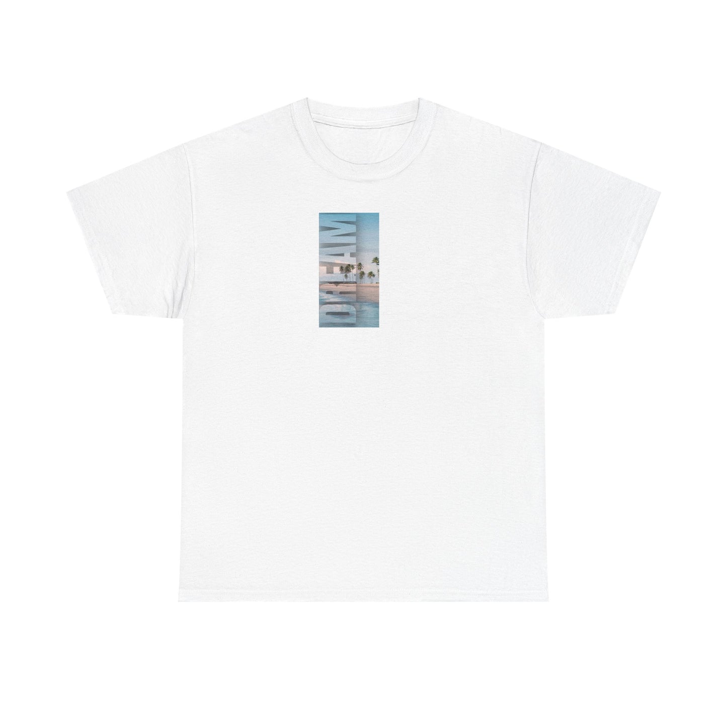 summer T-shirt white beach and sunset 