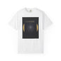 white Cosmic Moon Phase T-Shirt — "COSMIC" Gold Celestial Graphic Tee