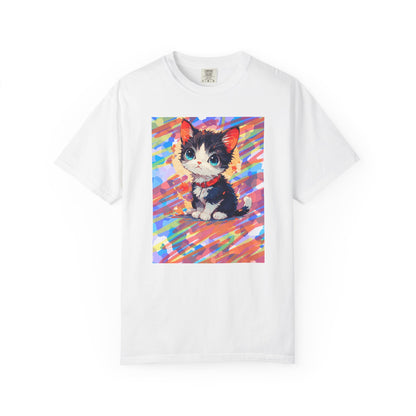white Cute Kawaii Kitten  T-Shirt Colorful Anime Cat Graphic Tee