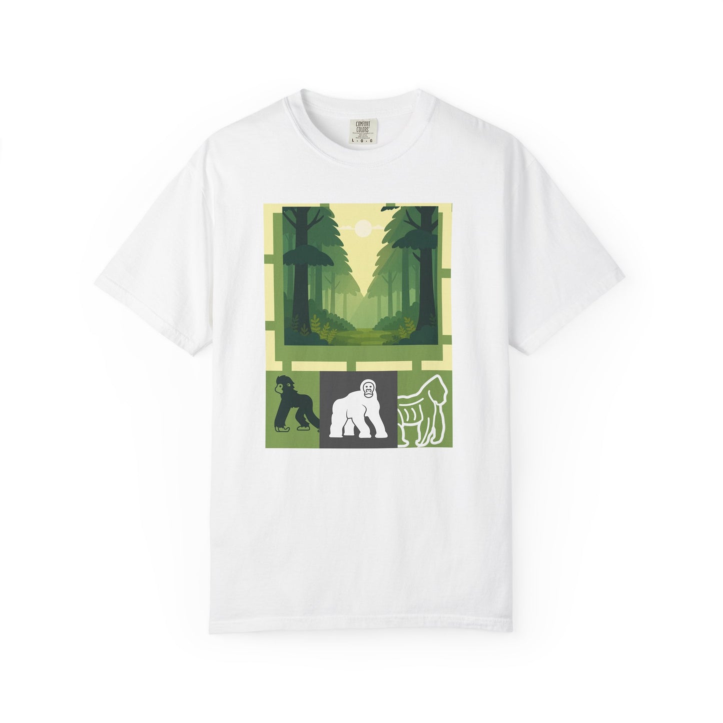 white Sasquatch Forest Graphic T-Shirt Bigfoot Nature Adventure Tee